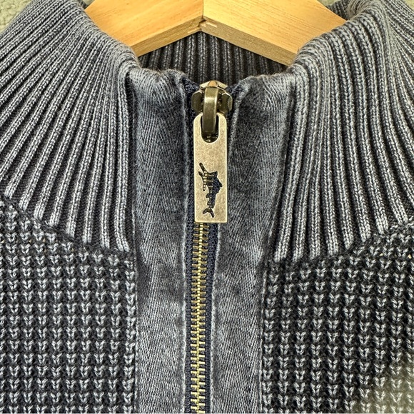 Tommy Bahama Blue Quarter-zip Knit Sweater Men’s Size Large - Picture 4 of 11